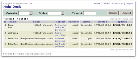 Free trouble ticket software. Web based help desk software.